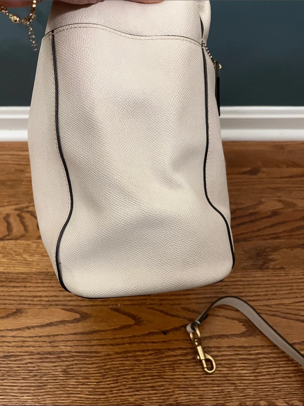 Coach Chalk Pebbled Leather Tote with Detachable Strap